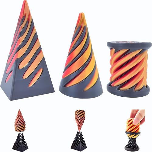 Pass Through Cone Pyramid Fidget Toy, 3D-gedrucktes Spiralkegelspielzeug, Mini-Vortex-Thread-Illusion, Desktop-Deco-Souvenir-Geschenk ( D) von HSSMEUR