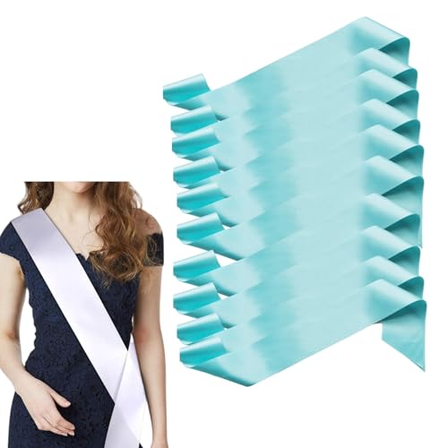 HSTWODE 10 Stück Schärpe Leere Schärpe Schärpe Bedrucken DIY Plain Satin Sash Individuelle Schärpe Blank Satin Schärpen Deko Schärpe Bride Für Hochzeit Party (Blaugrün) von HSTWODE