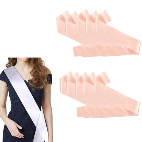 HSTWODE 10 Stück Schärpe Leere Schärpe Schärpe Bedrucken DIY Plain Satin Sash Individuelle Schärpe Blank Satin Schärpen Deko Schärpe Bride Für Hochzeit Party (Champagner) von HSTWODE