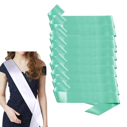 HSTWODE 10 Stück Schärpe Leere Schärpe Schärpe Bedrucken DIY Plain Satin Sash Individuelle Schärpe Blank Satin Schärpen Deko Schärpe Bride Für Hochzeit Party (Dünnes Grün) von HSTWODE