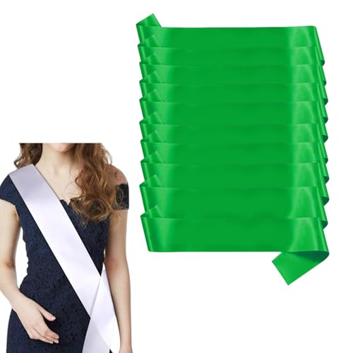 HSTWODE 10 Stück Schärpe Leere Schärpe Schärpe Bedrucken DIY Plain Satin Sash Individuelle Schärpe Blank Satin Schärpen Deko Schärpe Bride Für Hochzeit Party (Grün) von HSTWODE