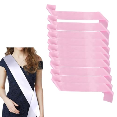 HSTWODE 10 Stück Schärpe Leere Schärpe Schärpe Bedrucken DIY Plain Satin Sash Individuelle Schärpe Blank Satin Schärpen Deko Schärpe Bride Für Hochzeit Party (Rosa) von HSTWODE