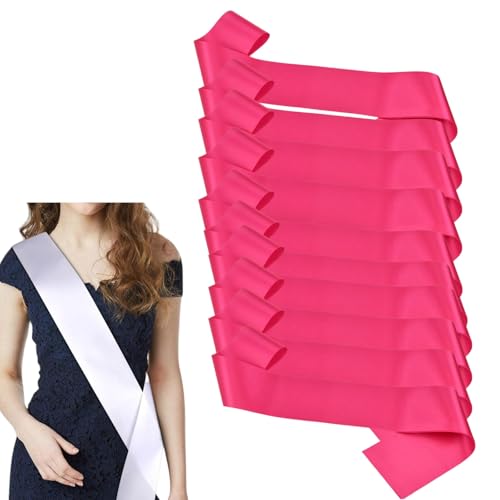 HSTWODE 10 Stück Schärpe Leere Schärpe Schärpe Bedrucken DIY Plain Satin Sash Individuelle Schärpe Blank Satin Schärpen Deko Schärpe Bride Für Hochzeit Party (Rosenrot) von HSTWODE