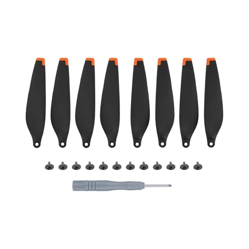 HSYH 8 Stück Flügelventilatoren Propeller Drohne Geräuscharme Klingen Requisiten for Mini 3 Pro Propeller Drohnenreparatur Ersatzzubehör mit Werkzeugen(Orange Tip) von HSYH