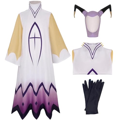 HSZSSMW Adam Hazbin Hotel Cosplay mit Hut-Handschuhen-Set Adam Cosplay Dämonenengel-Kostüm Halloween-Komplettset (Gelb+Hut, 2XL) von HSZSSMW