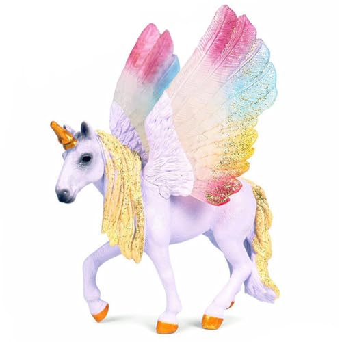 HTGWCG Einhorn Figuren 15.5 cm Einhorn Figur Einhorn mit Flügeln, Regenbogen, bayala Ornamente Statue Dekoration Zubehör Kinder Erwachsene Sammler Spielzeug Modell, Mehrfarbig von HTGWCG