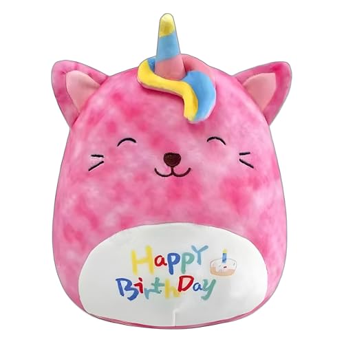 HTGWCG Birthday Plüschtier Cartoon Plüschkissen Kinder Plush Toys Süßes Geburtstag Squishy Katze Geschenke Rosa Plüsch Kissen Spielzeug Plüschtier für Jungen Mädchen Geburtstag Geschenke von HTGWCG