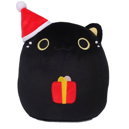 HTGWCG Schwarze Katze Plüschtier Weihnachten Cartoon Plüschtier Cartoon Spielzeug Plüsch Dekoration Plüschkissen für Jungen Mädchen Kinder Urlaub Geschenke Weihnachten Geschenke von HTGWCG