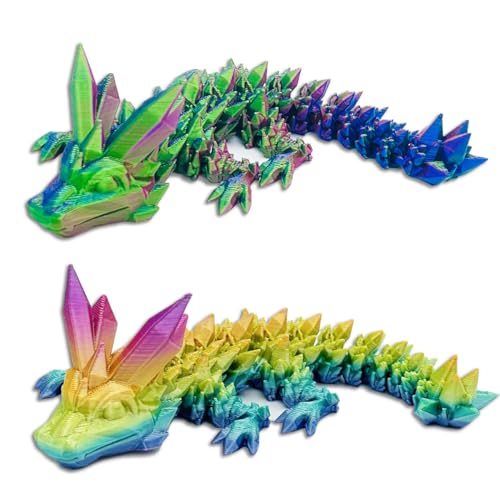 HTGWCG Drachen Zappelspielzeug Drachen Spielzeug Beweglicher Drache Kristalldrache Drache 2PCS Realistische Beweglicher Drachen Spielzeug Überraschung Wohnkultur für Jungen Kinder Mädchen Erwachsene von HTGWCG