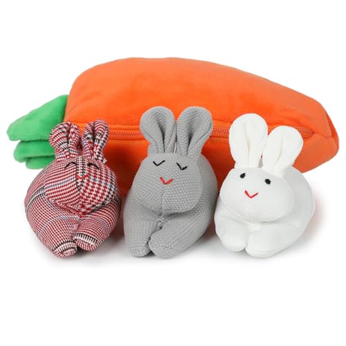 HTGWCG Plüschtier Osterhase Kuscheltier, Anhänger Plüschhase mit Karotte, Bunny -Geldbörse, WeihnachtenHalloweenGeburtstagsgeschenk fürKinder von HTGWCG