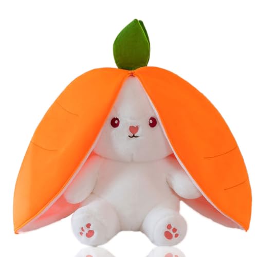 HTGWCG Rabbit Plush Toy, Carrot Bunny Transformed into Little Rabbit Fruit, Carrot Rabbit Plush Doll, Christmas Day Gifts Ideal Fluffy for Kids von HTGWCG