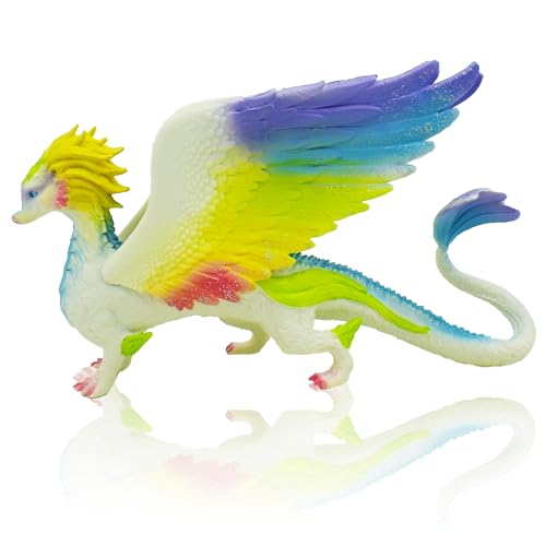 HTGWCG Regenbogendrache, Farbenfrohe Drachen Figur mit von und große Flügel, Creatures Spielfigur Pädagogisches Spielzeug Weihnachtsfeier Spielzeug für Kinder ab 5 Jahren von HTGWCG