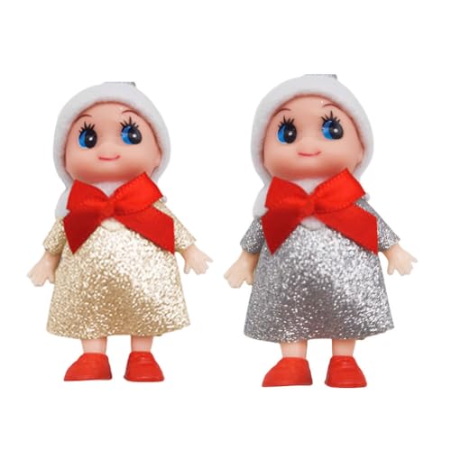 HTGWCG Weihnachtselfen Figuren Mini Elfen 2 PCS Weihnachtselfen Puppen Elfen Spielzeug mit Bewegliche Gliedmaßen Weihnachts Baby Elfen Puppe für Jungen und Mädchen Weihnachten Geschenk von HTGWCG