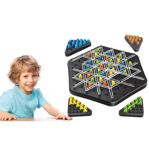 Triggle Spiel mit Gummibänder, Chain Triangle Orbito interaktive Brettspiele, Dreiecksschach - Brettspiel für 2-4 Personen, Ideal für Familientreffen für Kinder und Erwachsene von HTGWCG