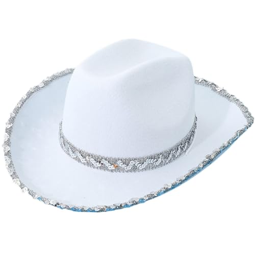 Weiße Cowboy Hut mit Herzbrille, Cowgirl-Kostüm für Bachelorette, Cowgirl Hut Set Kostümzubehör, Frauen Verstellbare Hüte, Cosplay Party Halloween Karneval Kostüm Zubehör von HTGWCG