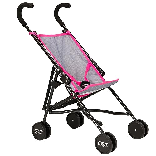 BabyBoo Einzel-Kinderwagen, Spielzeug-Puppen-Buggy, Kinder-Babypuppen-Kinderwagen, Spielzeug, Regenschirm, faltbarer Kinderwagen, Rollenspiel, Spielzeug, Puppen, Buggy, Kinderwagen, ab 2 Jahren (graue von HTI