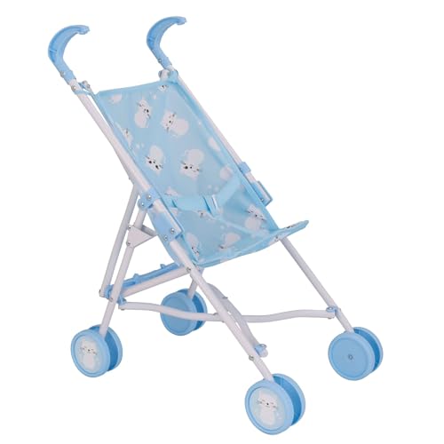 BabyBoo Kitty Kinderwagen | Spielzeugpuppen Buggy in Blau mit Katzen | Baby Doll Kinderwagen | Kinder Baby Puppe Kinderwagen Spielzeug Regenschirm Falten Kinderwagen | Rollenspiel Spielzeug Puppen Bug von HTI