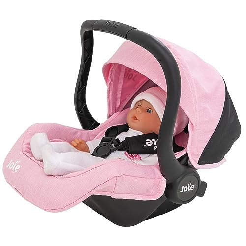 Dolly Tots Puppenautositz Pink mit Polka-Dots | Bequemer Tragesitz für Puppen bis 45 cm | Mit Stauraum & integriertem Gurt | Puppenzubehör für Kinderwagen & Buggy | Ab 3 Jahren. (Schwarz & Pink) von HTI