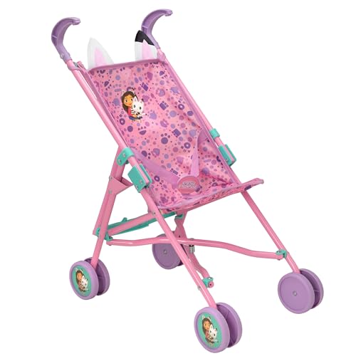 Gabby's Puppenhaus Kinderwagen | Spielzeugpuppen Buggy | Baby Doll Kinderwagen | Kinder Baby Puppe Kinderwagen Spielzeug Regenschirm Falten Kinderwagen | Rollenspiel Spielzeug Puppen Buggy Kinderwagen von HTI