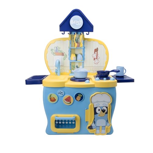 HTI Bluey Küche Spielset | Blaue Spielküche mit Ofen, Spüle, Herd & Zubehör | Kinder Küchen-Spielzeug | Koch- & Lernspiel für Rollenspiele | Bluey Spielküche für Kinder ab 3 Jahren. von HTI