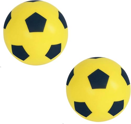 HTI Fun Sport Schaumstoff-Fußbälle | Weiche, sichere Schaumstoffbälle für Indoor & Outdoor | Langlebig, leicht & ideal für Kinder & Erwachsene | Spaß für alle Altersgruppen | 19,4 cm (2 Pack gelb) von HTI