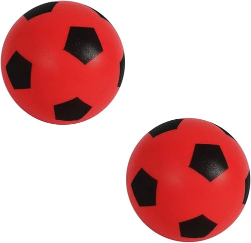 HTI Fun Sport Schaumstoff-Fußbälle | Weiche, sichere Schaumstoffbälle für Indoor & Outdoor | Langlebig, leicht & ideal für Kinder & Erwachsene | Spaß für alle Altersgruppen | 19,4 cm (2 Pack rot) von HTI