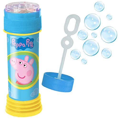 HTI Peppa Pig 2-in-1 50 ml Luftpolsterlösung mit Seifenblasenstab & Labyrinth | Lustige Luftpolsterflüssigkeit Ausgezeichnete Partytütenfüller Ideal für Kinder & Erwachsene – 1 Packung von HTI