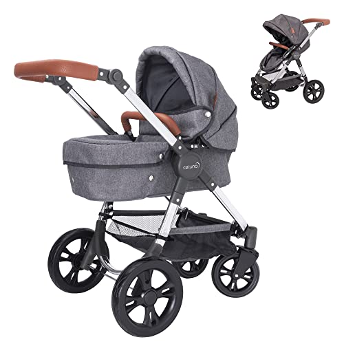 HTI Premium Celuna Reisesystem | Kinderwagen mit 3 Modi, einschließlich Puppenwagen, Babywanne und Autositz | Kinderspielzeug, höhenverstellbarer Griff, mehrere Sitzoptionen | Ab 3 Jahren von HTI