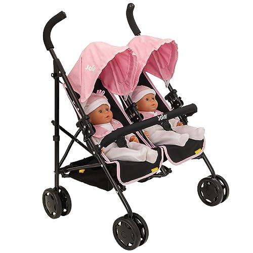 Joie Aire Zwillingskinderwagen | Kinder-Doppel-Kinderwagen in Schwarz & Pink | Kinder-Babypuppen-Kinderwagen, Spielzeug, Regenschirm, faltbarer Kinderwagen | Rollenspiel-Spielzeug, Puppen und Joie Aire Zwillingskinderwagen | Kinder-Doppel-Kinderwagen in Schwarz & Pink | Kinder-Babypuppen-Kinderwagen, Spielzeug, Regenschirm, faltbarer Kinderwagen | Rollenspiel-Spielzeug, Puppen und von HTI