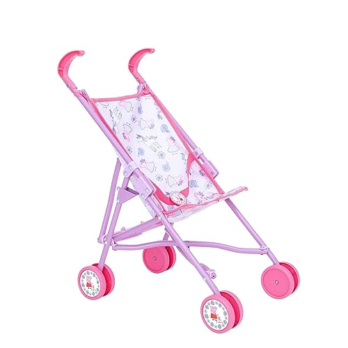 HTI Peppa Wutz Kinderwagen|Spielzeugpuppen-Buggy im pink-weißen Peppa Pig-Thema|Baby-Puppen-Kinderwagen-Spielzeug-Regenschirm-Klapp-Kinderwagen|Spielzeugpuppen-Buggy-Kinderwagen ab 2 Jahren, 1423794 von HTI