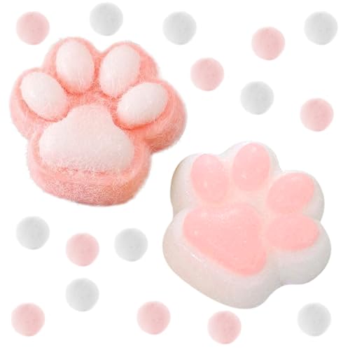 HTTDSLF Fufu Squishy Squeeze Toy, Taba Squishy Cat Paw Squeeze Toy, Katzenpfoten Quetschspielzeug Cat Paw Squishy, Anti Stress Spielzeug, Angst Relief, Anti Stress (Rosa und Weiß) von HTTDSLF