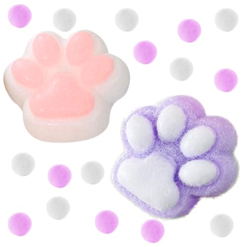 HTTDSLF Fufu Squishy Squeeze Toy, Taba Squishy Cat Paw Squeeze Toy, Katzenpfoten Quetschspielzeug Cat Paw Squishy, Anti Stress Spielzeug, Angst Relief, Anti Stress (Weiß und Lila) von HTTDSLF