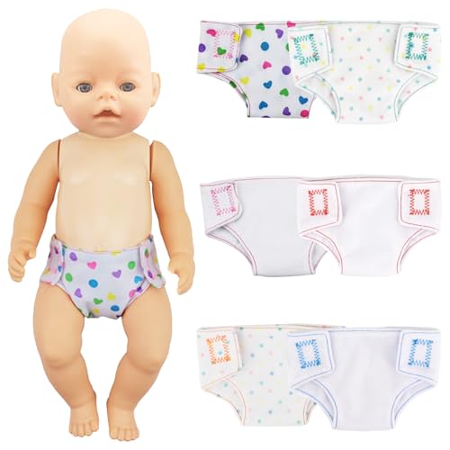 HTTDSLF Puppenwindeln, 6er-Pack Puppenzubehör Windel, Windeln für Baby Puppen, 30-43 cm Babypuppen Windeln, wiederverwendbar für mehrere Zwecke von HTTDSLF