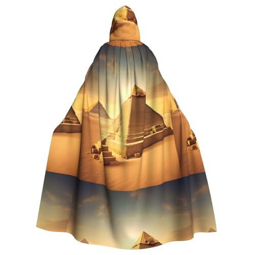 Ägyptische Pyramide im Wüstendruck, Eleganz, Kapuzenumhang für Halloween, Karneval, Mottopartys, Cosplays, Erwachsene, Unisex von HTTUP