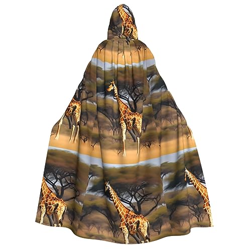 Afrika Giraffe Majestätischer Baumdruck Unisex Kapuzenumhang Halloween Karneval Vampir Cosplay Umhang Kapuzenumhang Kostüm von HTTUP