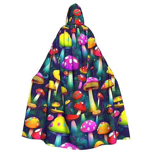 Bright Mushrooms Kunstdruck Eleganz, Kapuzenumhang für Halloween, Karneval, Mottopartys, Cosplays, Erwachsene, Unisex von HTTUP