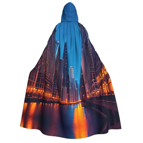 Chicago Night Print Vielseitiger Kapuzenumhang Uni Kostüm Karneval Umhang Geschenke Cosplay Themenveranstaltungen von HTTUP