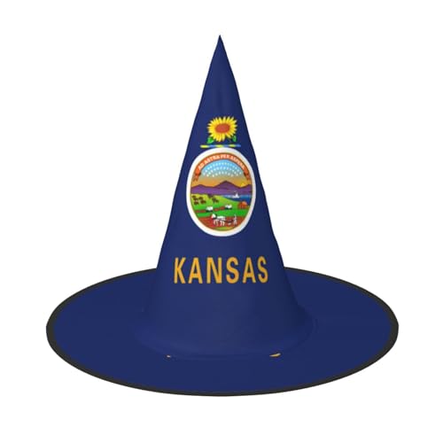 HTTUP Kansas State Flag Print Stilvolle Vintage Hut Karneval Halloween Hut Erwachsene Kostüm Zubehör Mottopartys von HTTUP