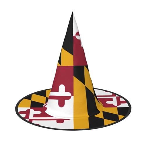 HTTUP Maryland State Flag Print Funny Halloween Hats Witch Hats For Men Women, Halloween Parties Costume Events von HTTUP