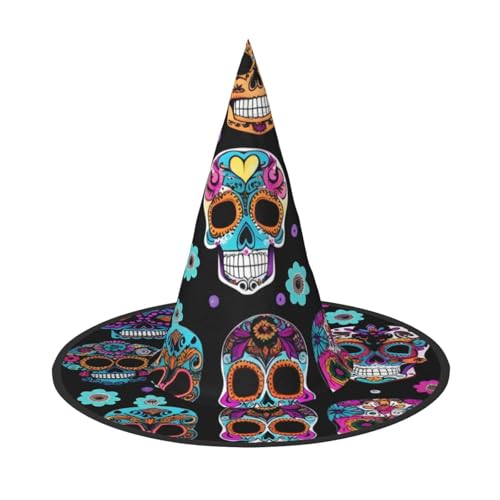 HTTUP Sugar Skull Print Stilvolle Vintage Hut Karneval Halloween Hut Erwachsene Kostüm Zubehör Mottopartys von HTTUP