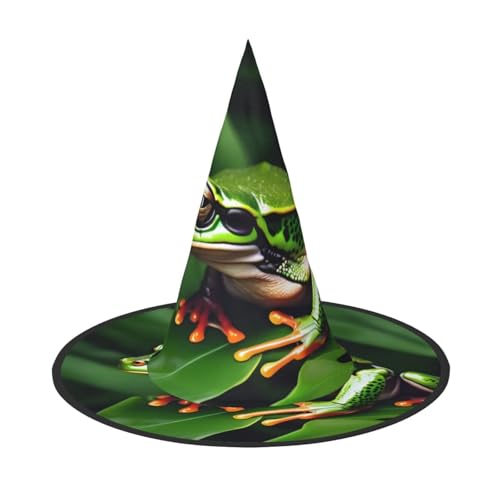 HTTUP Tier Frosch Grün Blatt Blätter Druck Stilvolle Vintage Hut Karneval Halloween Hut Erwachsene Kostüm Zubehör Mottopartys von HTTUP