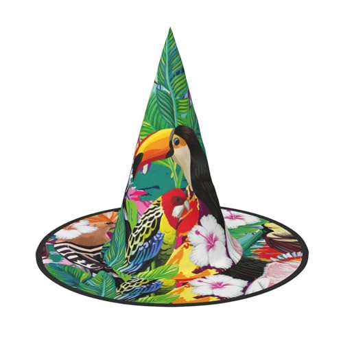 HTTUP Tropische Vögel und Pflanzen Blatt Druck Stilvolle Vintage Hut Karneval Halloween Hut Erwachsene Kostüm Zubehör Mottopartys von HTTUP