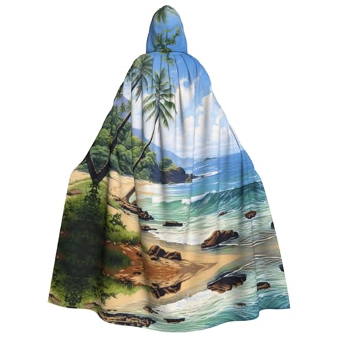 Hawaiianischer Strand mit Palmen-Druck, mit Kapuze, Unisex, Erwachsene, Umhang, Halloween, Weihnachten, Karneval, Mottopartys, Cosplay, Kostüm Hawaiianischer Strand mit Palmen-Druck, mit Kapuze, Unisex, Erwachsene, Umhang, Halloween, Weihnachten, Karneval, Mottopartys, Cosplay, Kostüm von HTTUP
