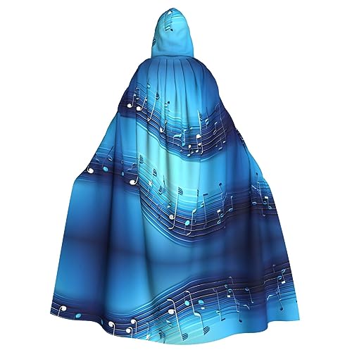 Himmelblauer Musiknoten-Druck, Eleganz, Kapuzenumhang für Halloween, Karneval, Mottopartys, Cosplays, Erwachsene, Unisex von HTTUP