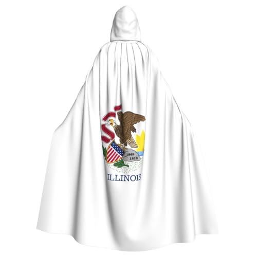 Illinois State Flag Print Elegance Hooded Cloak for Halloween Carnival Theme Parties Cosplays Adults Unisex von HTTUP