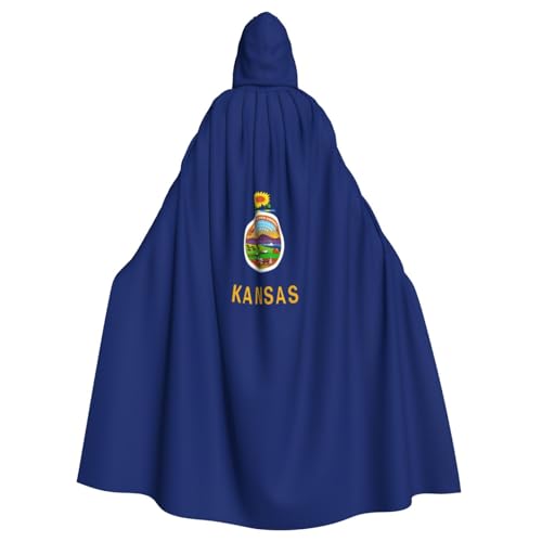 Kansas State Flag Print Experience Ample Coverage Hooded Cloak For Women Men For Carnival Cosplay Parties von HTTUP