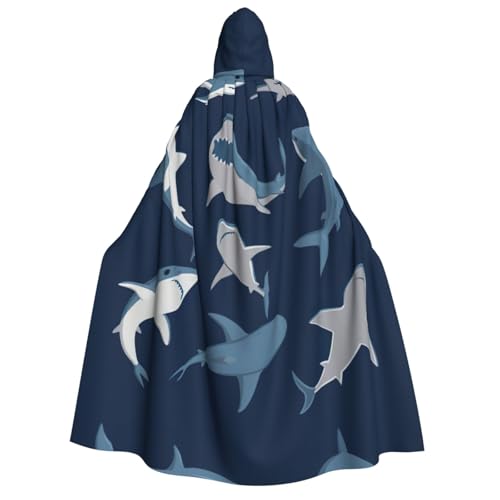 Ocean Shark Print Unisex Kapuzenumhang Halloween Karneval Vampir Cosplay Umhang Kapuzenumhang Kostüm von HTTUP