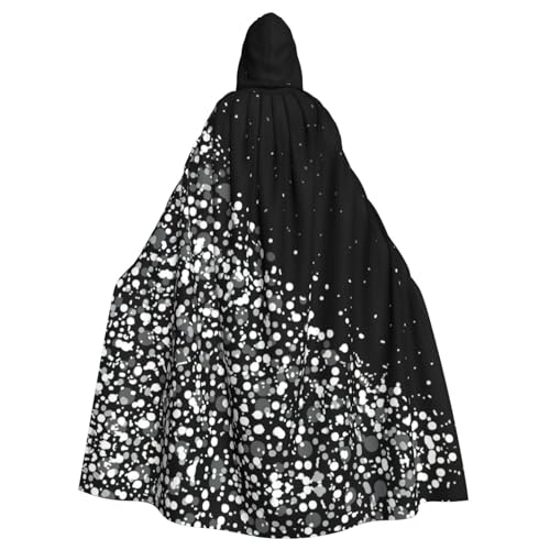 Schwarz-weißer Glitzer-Druck, Eleganz, Kapuzenumhang für Halloween, Karneval, Mottopartys, Cosplays, Erwachsene, Unisex von HTTUP