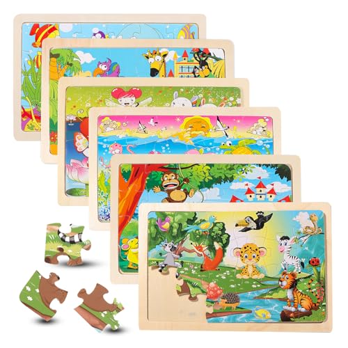 6 Teile 22,5 x 15 cm große Kinder-Holzpuzzles von HTTYHT