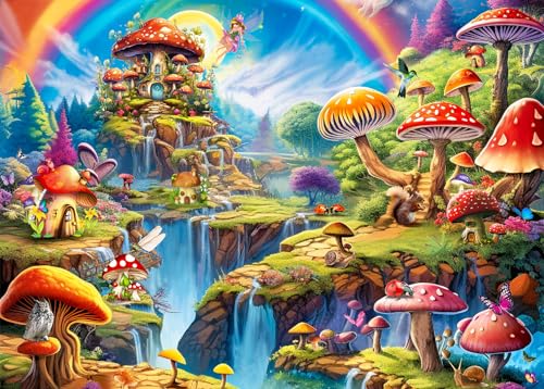 HUADADA 1000 Teile Puzzles für Erwachsene - Bunte Pilze - Puzzles für Erwachsene und Kinder 1000 Teile Lernspiele Bunte Puzzles für Heimdekoration von HUADADA